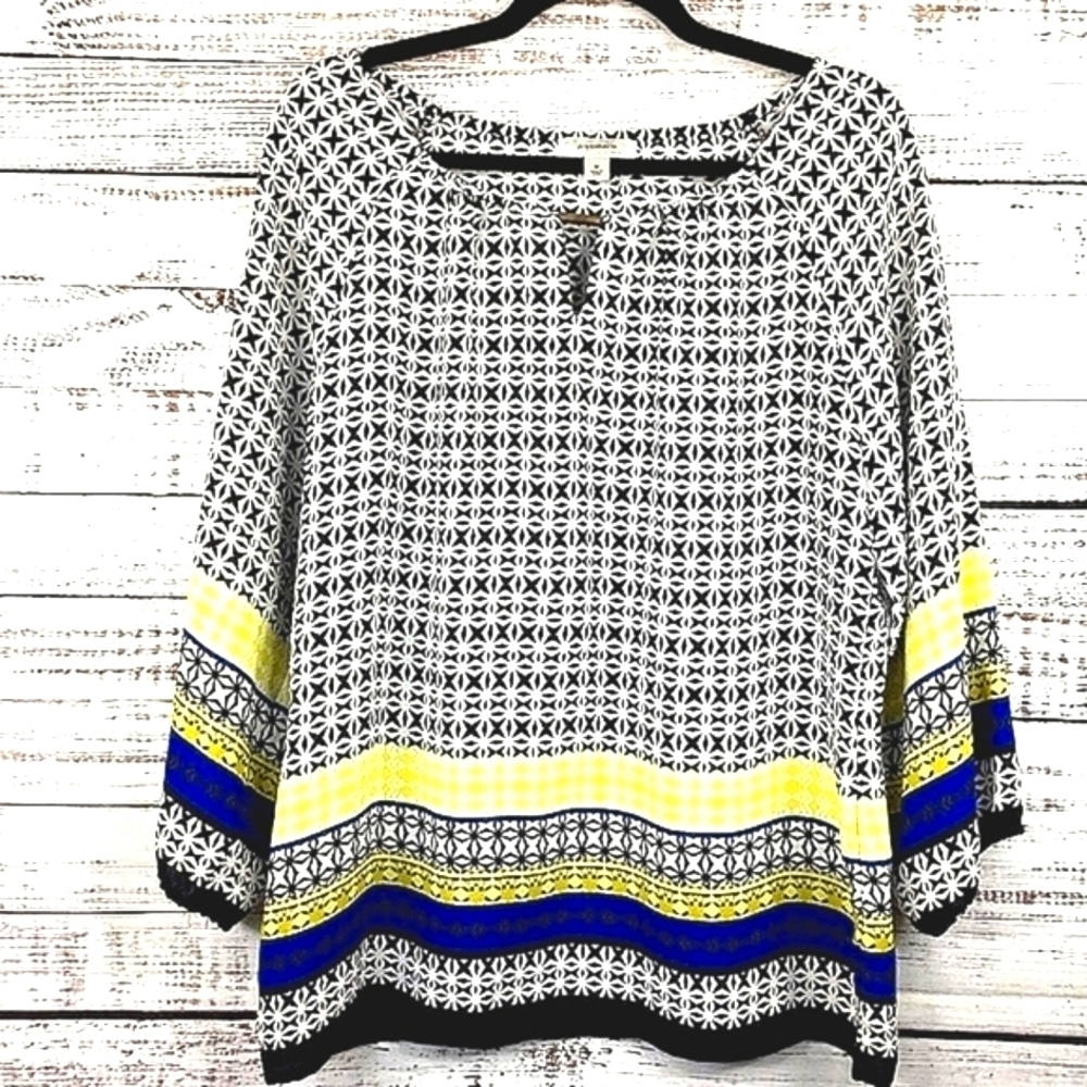 DRESSBARN SIZE M GEO TOP SPRING SUMMER WORK BLOUSE‎ GUC